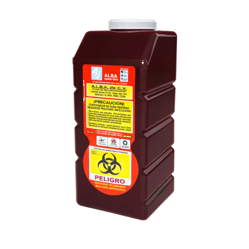 Bote rojo para punzocortantes