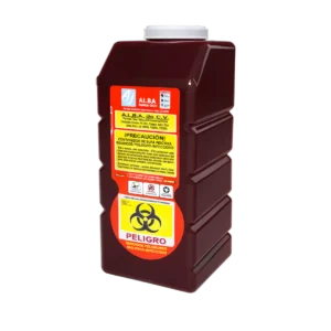 Bote rojo para punzocortantes